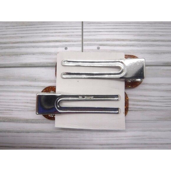 Barrettes Set of 2 Orange & Gold - Picture 2 of 2